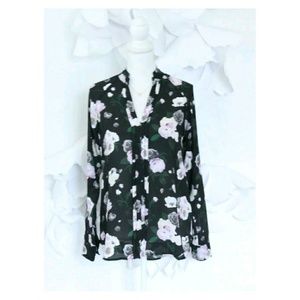 EQUIPMENT Dark Floral Silk Top Blouse XS Career